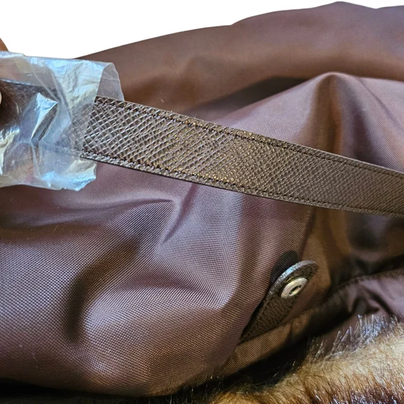 Terry Lewis Vintage Faux Mink Bauette Leather Strap Shoulder Bag Brown Black - Picture 7 of 7